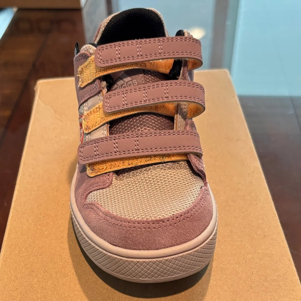 adidas Kids Lavender and Yellow Velcro Sneaker (1 shoe) - Picture 3 of 6